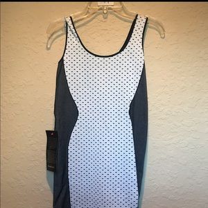 Black and white polka dot bebe dress, NWT.